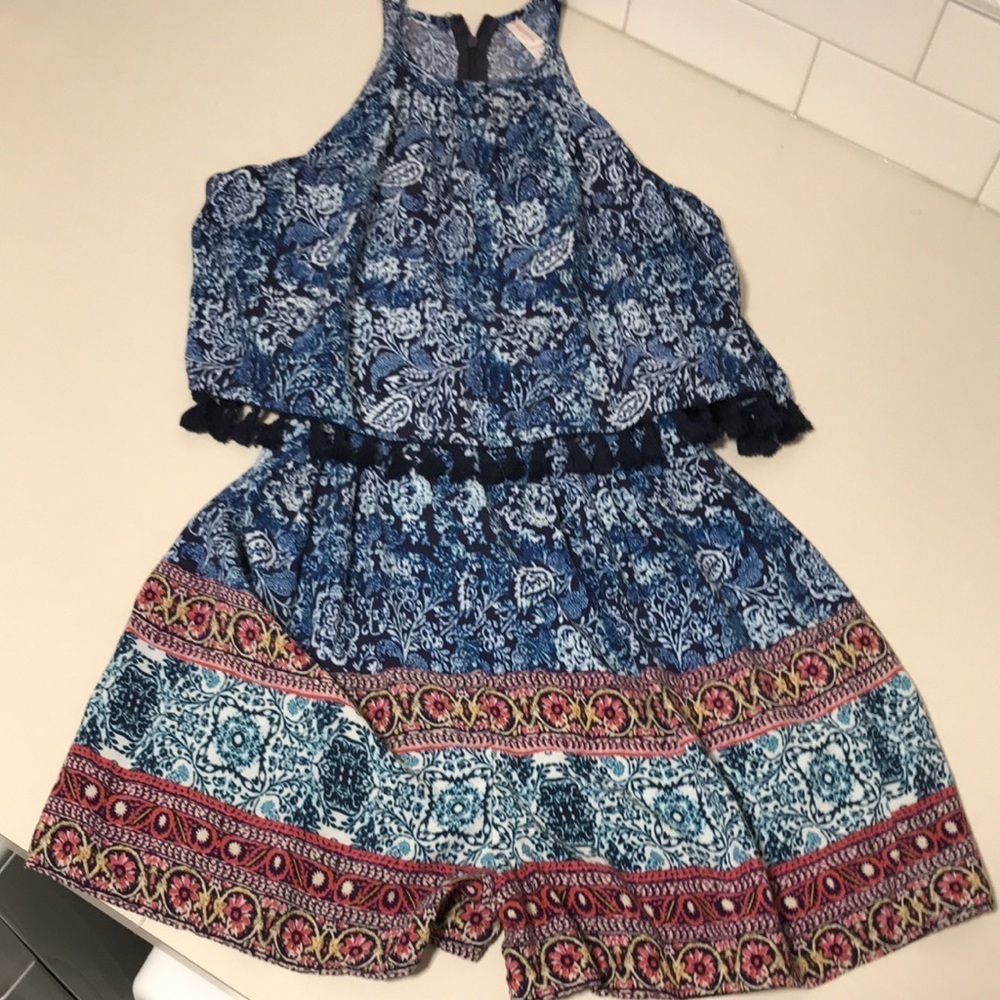 Blue Island Print Romper - Size Small - Xhilaration - Picture 3 of 7
